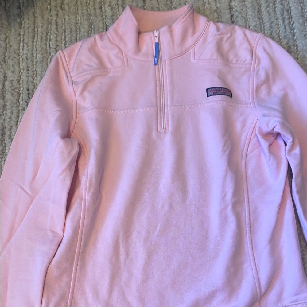 Vineyard Vines Light Pink Terry 3/4 Zip Pullover
